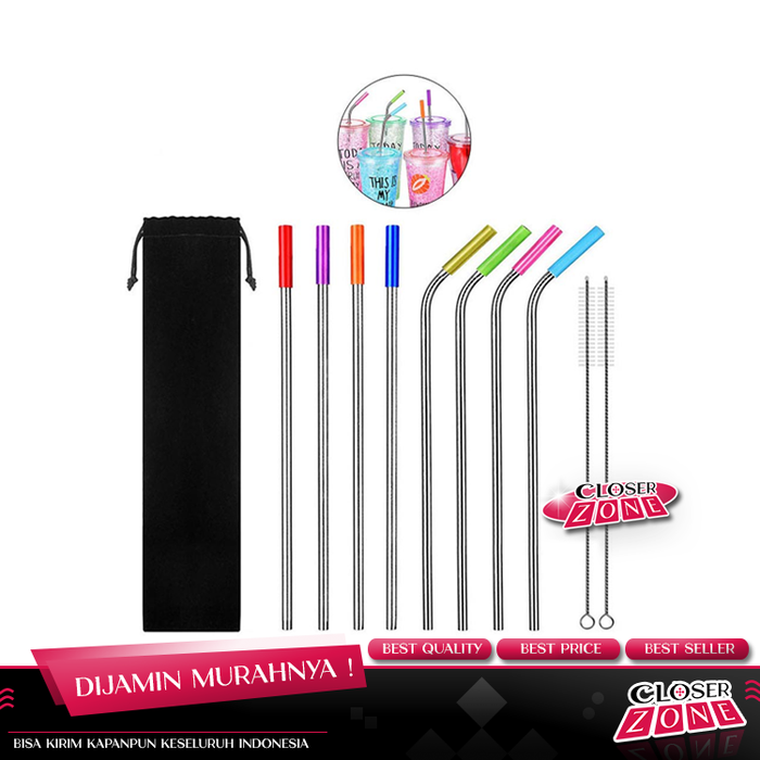 Gambar Sedotan Stainless Steel Bending Straw Capillary 8 PCS - Silver dari CLOSERZONE Kota Administrasi Jakarta Selatan Tokopedia