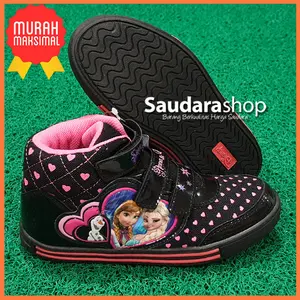 Sepatu Anak LOVELY FROZEN Black Fushia / Sepatu Frozen Anak Hitam Boot