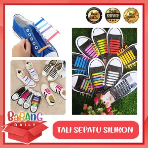 1 SET 16 PCS PREMIUM TALI SEPATU SILIKON KARET LAZY SHOELACES SILICON