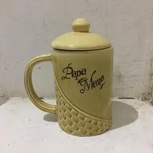 Mug Cangkir Tutup Papa Mama White Line