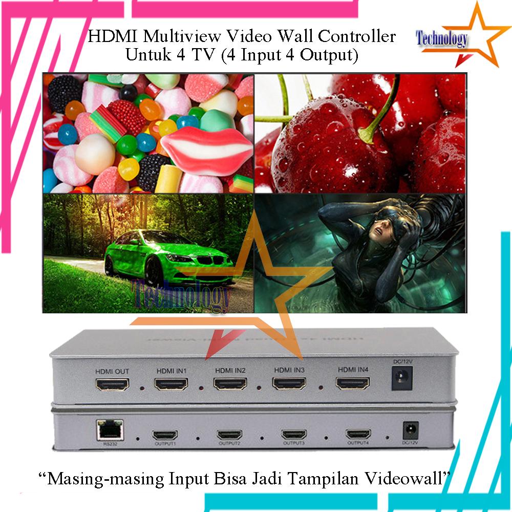 HDMI Multiview Video Wall Controller 2x2 Untuk 4 TV (4 Input 4 Output)