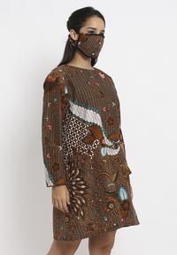 Gambar Tunik Dress Batik dan Tenun Wanita Adara Set Brown tanpa masker - M dari Batik Etniq Craft Kota Bekasi 2 Tokopedia
