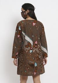 Gambar Tunik Dress Batik dan Tenun Wanita Adara Set Brown tanpa masker - M dari Batik Etniq Craft Kota Bekasi 4 Tokopedia