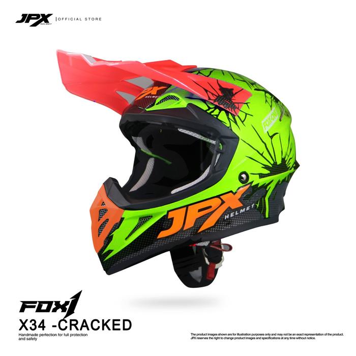 Gambar Helm JPX Cross Full Face Fox1 X34 - FLUORESCENT YELLOW GLOSS dari JPX HELMET Kab. Tangerang Tokopedia