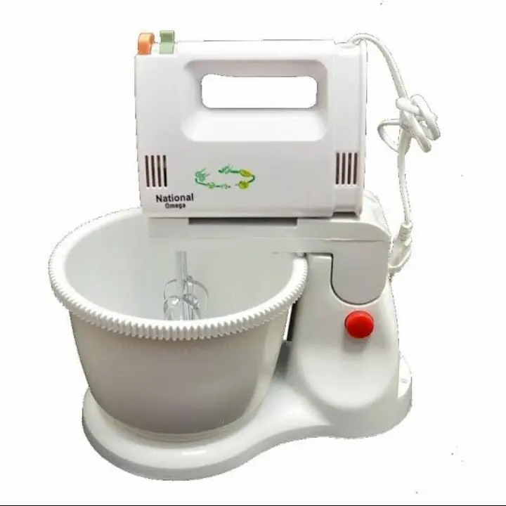 National Omega Mixer Viva NV 1506 Alat Pengaduk Bahan Kue 5 Kecepatan 120W Kapasitas 2L Anti Karat Mudah Dibersihkan dengan Tempat Duduk dan Mangkok Anti Karat