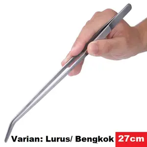 Pinset Panjang Lurus Bengkok Hobi Aquarium Aquascape Jepit Tanaman BBQ