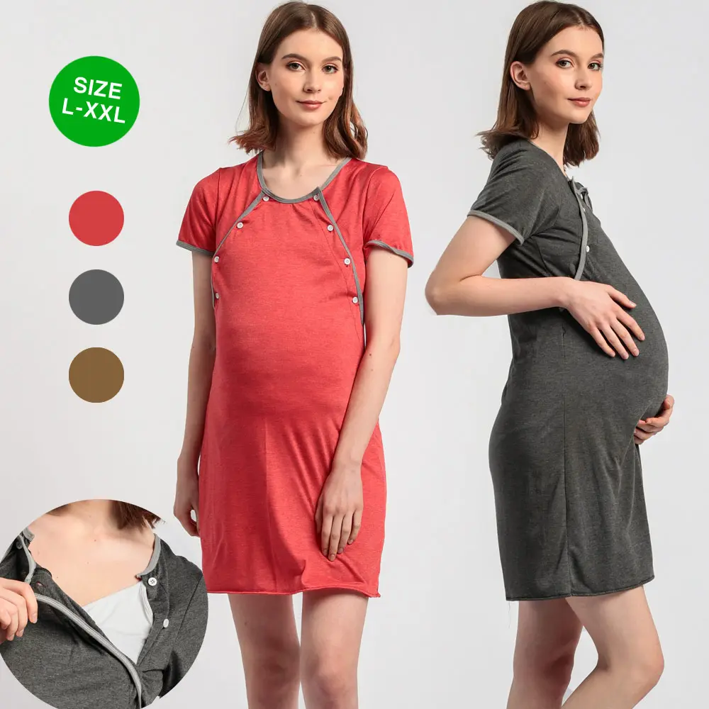 L XL XXL Baju Ibu Hamil dan Menyusui Kiara Baju Bumil Dress Busui BS18