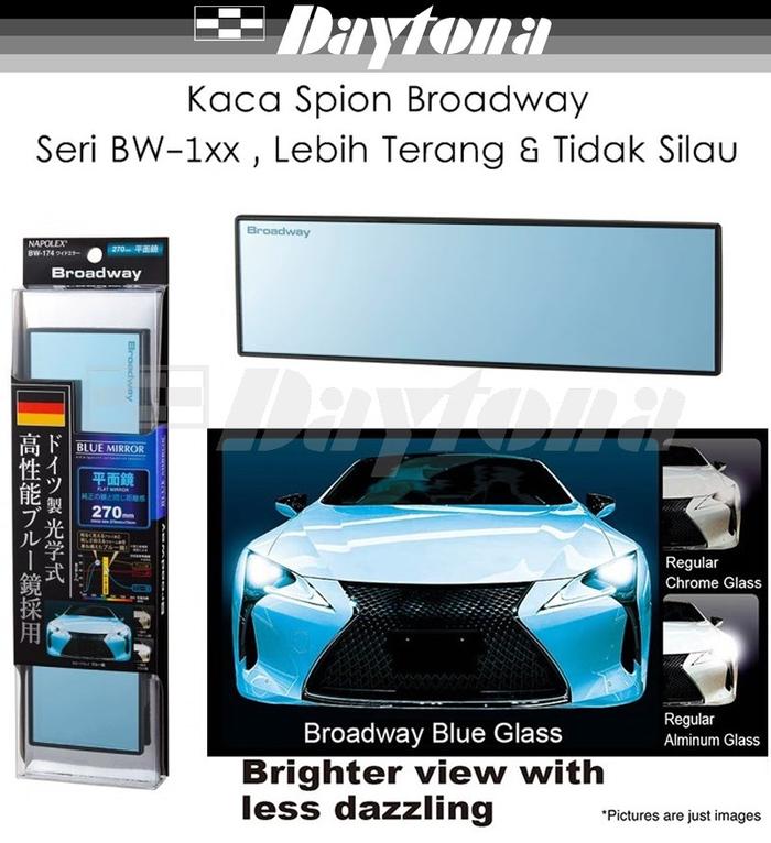 Gambar BROADWAY Kaca Spion Tengah Mobil BW-174 175 Kaca Biru Original - 270mm, Datar dari Daytona Variasi Mobil Kota Administrasi Jakarta Pusat Tokopedia