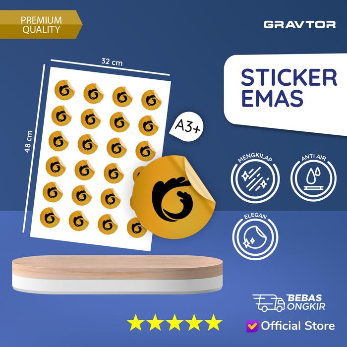 Gambar Cetak Stiker Label Vinyl Emas Metalize A3+ | Sticker Gold Label dari Gravtor Printing Kab. Tangerang Tokopedia