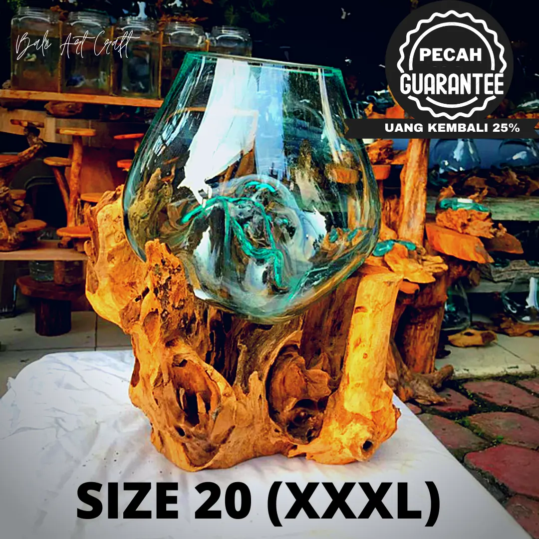 AKUARIUM MINI IKAN CUPANG XXXL 20 CM / KACA TIUP AKAR BALI / VASE HIAS