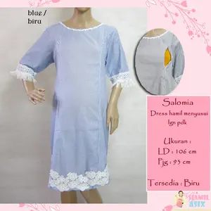 Salomia Dress hamil menyusui pendek 3/4 katun salur