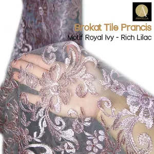 1/2 meter Kain Brokat Tile Prancis Motif Royal Ivy