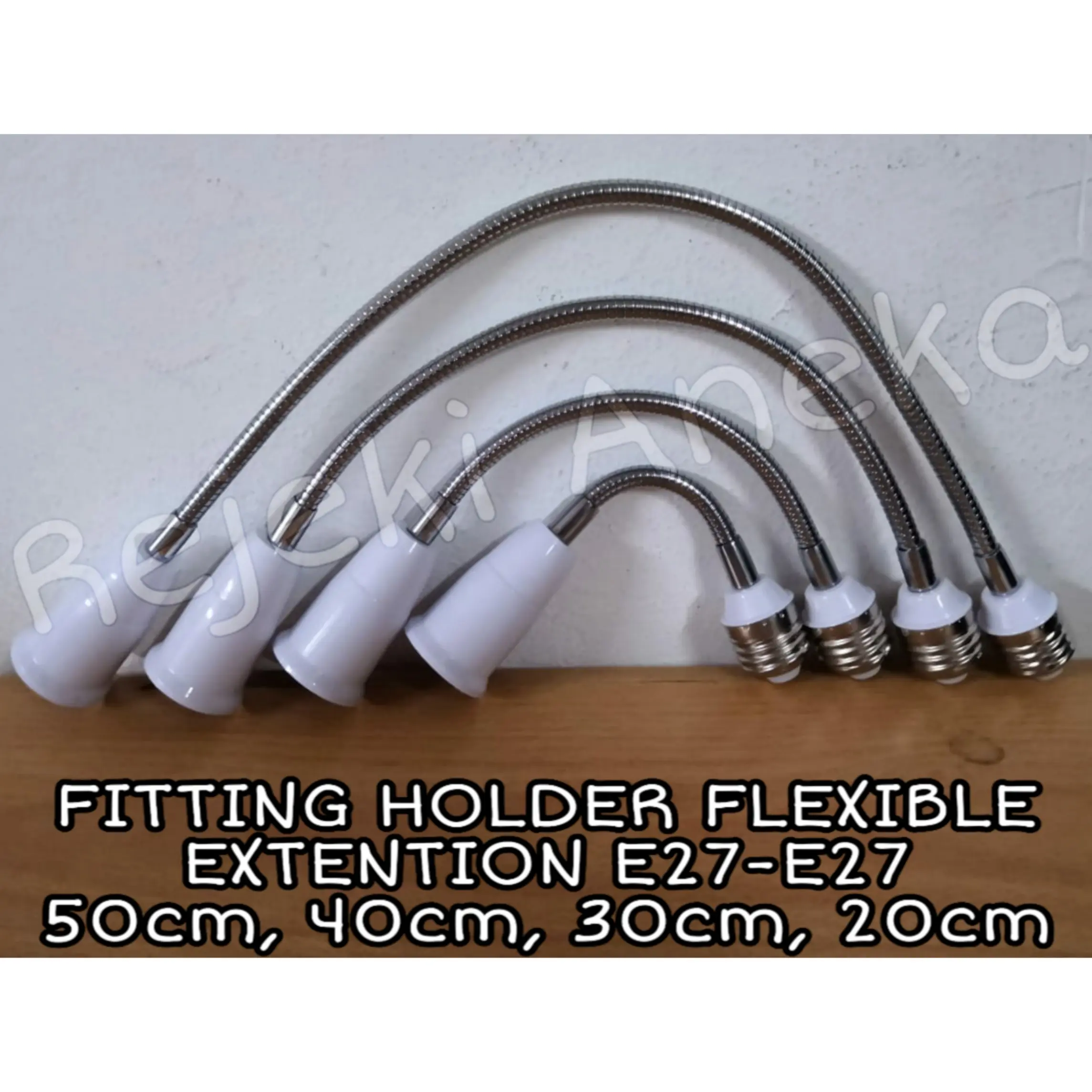 Fitting Sambung Flexible Extention E27 ke E27 20cm 30cm 40cm 50cm Bahan Stainless Steel untuk Perpanjangan Downlight & Dekorasi Lampu Tidur