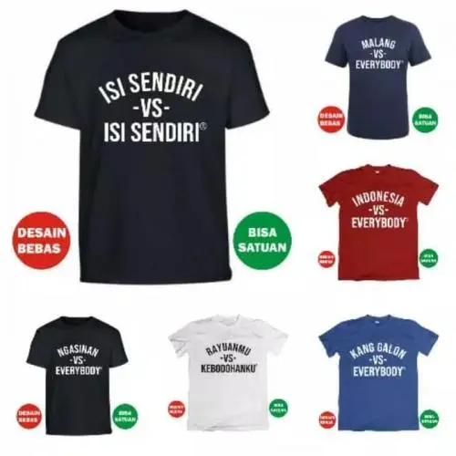BAJU KAOS TSHIRT DISTRO VS EVERYBODY BOLEH REQUEST ISI SENDIRI CUSTOM