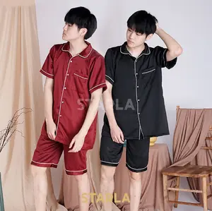 PIYAMA BAJU TIDUR PRIA SATIN LENGAN PENDEK CELANA PENDEK APOLLO