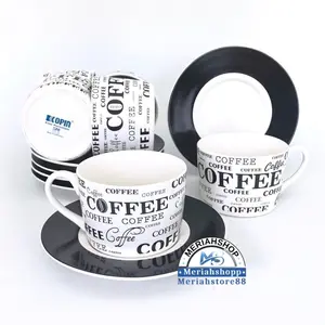 6 Set Gelas Cangkir Kopi Teh Saucer Coffee Menjamu Tamu 180ml Cappucin
