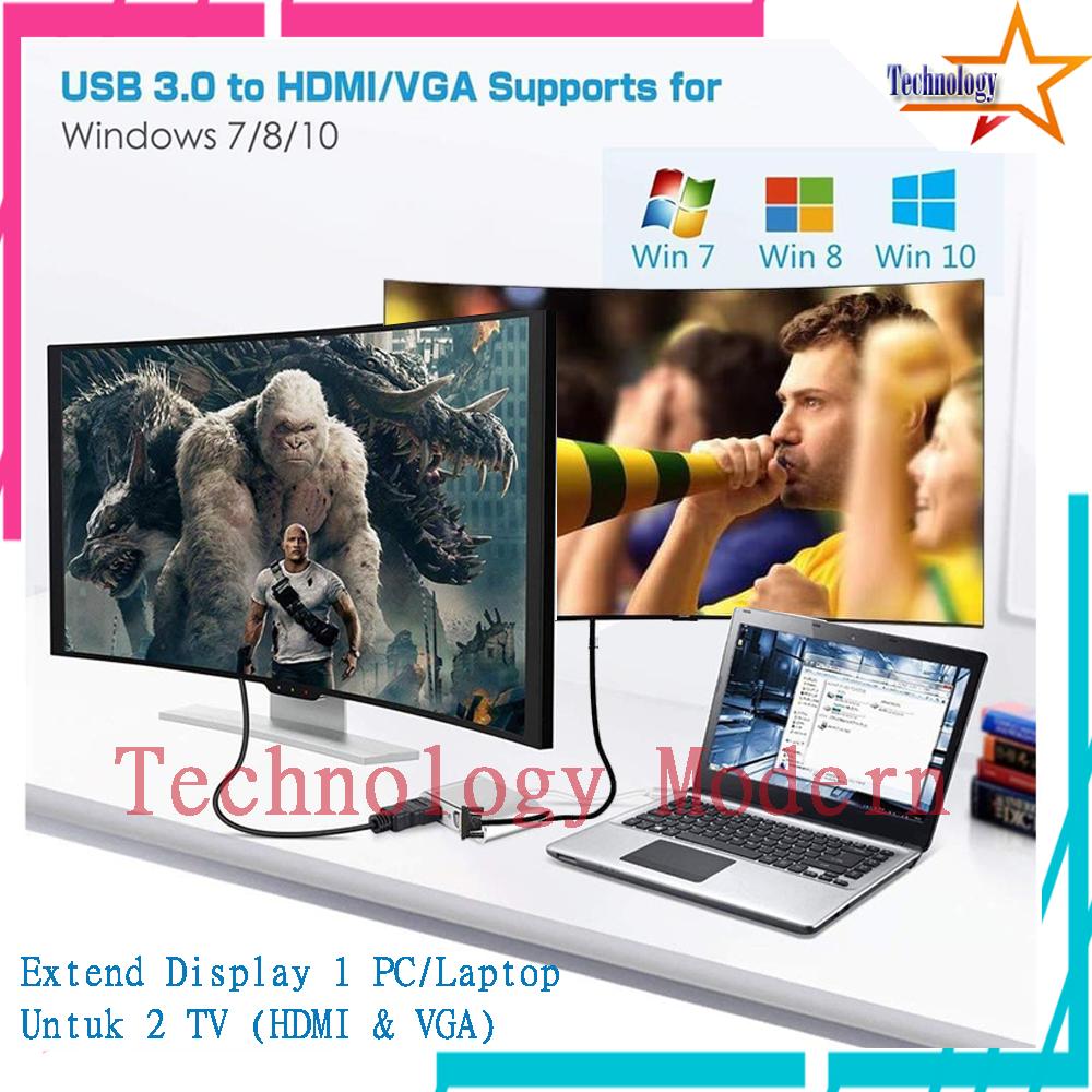 Multiple Monitor Extend Display 1 PC U/ 2 TV (USB 3.0 to HDMI & VGA)