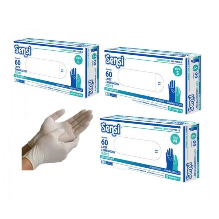 Sarung Tangan Latex Sensi isi 60 Sensi Glove Powder - S