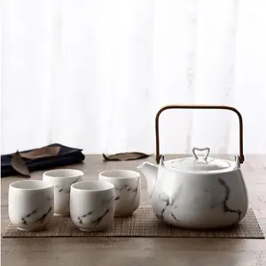 Japanese Classic Marble Ceramic Tea Set