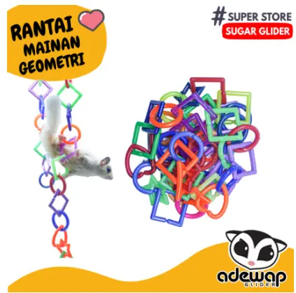 Rantai Mainan Bentuk Geometri Aksesoris Kandang Sugar Glider Tupai 1