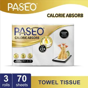 paseo kitchen towel 70sheet 3roll x 2sheet - absorbent paseo tissue