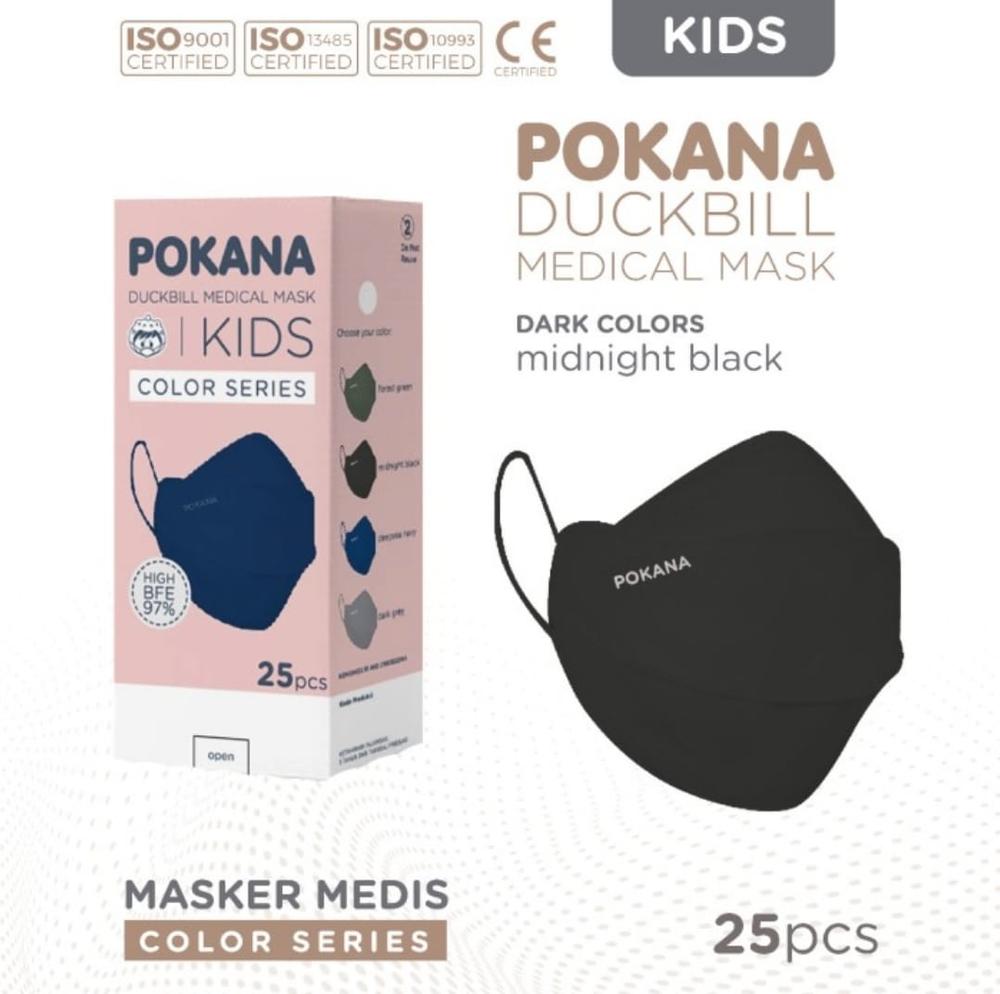 Masker Medis Pokana Duckbill KIDS 4Ply 3D Mask - MIDNIGHT BLACK