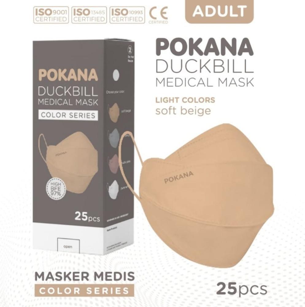 Masker Medis Pokana Duckbill Color Series 4Ply 3D Mask - SOFT BEIGE