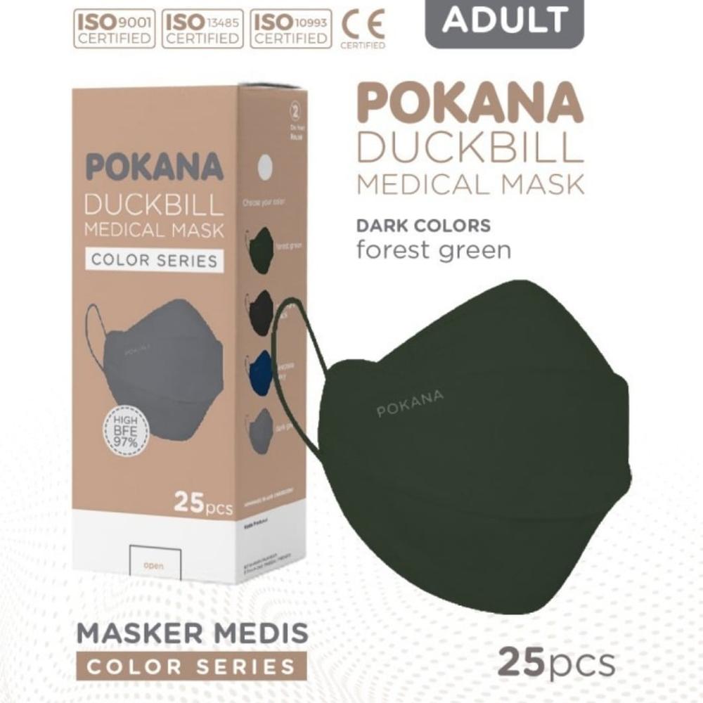 Masker Medis Pokana Duckbill Color Series 4Ply 3D Mask - FOREST GREEN