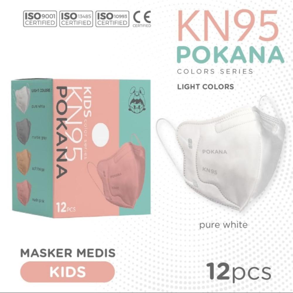 Masker Medis KN95 Pokana KIDS 6 Layers Protection - PURE WHITE