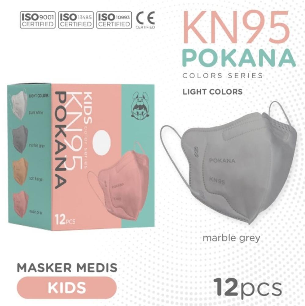 Masker Medis KN95 Pokana KIDS 6 Layers Protection - MARBLE GREY