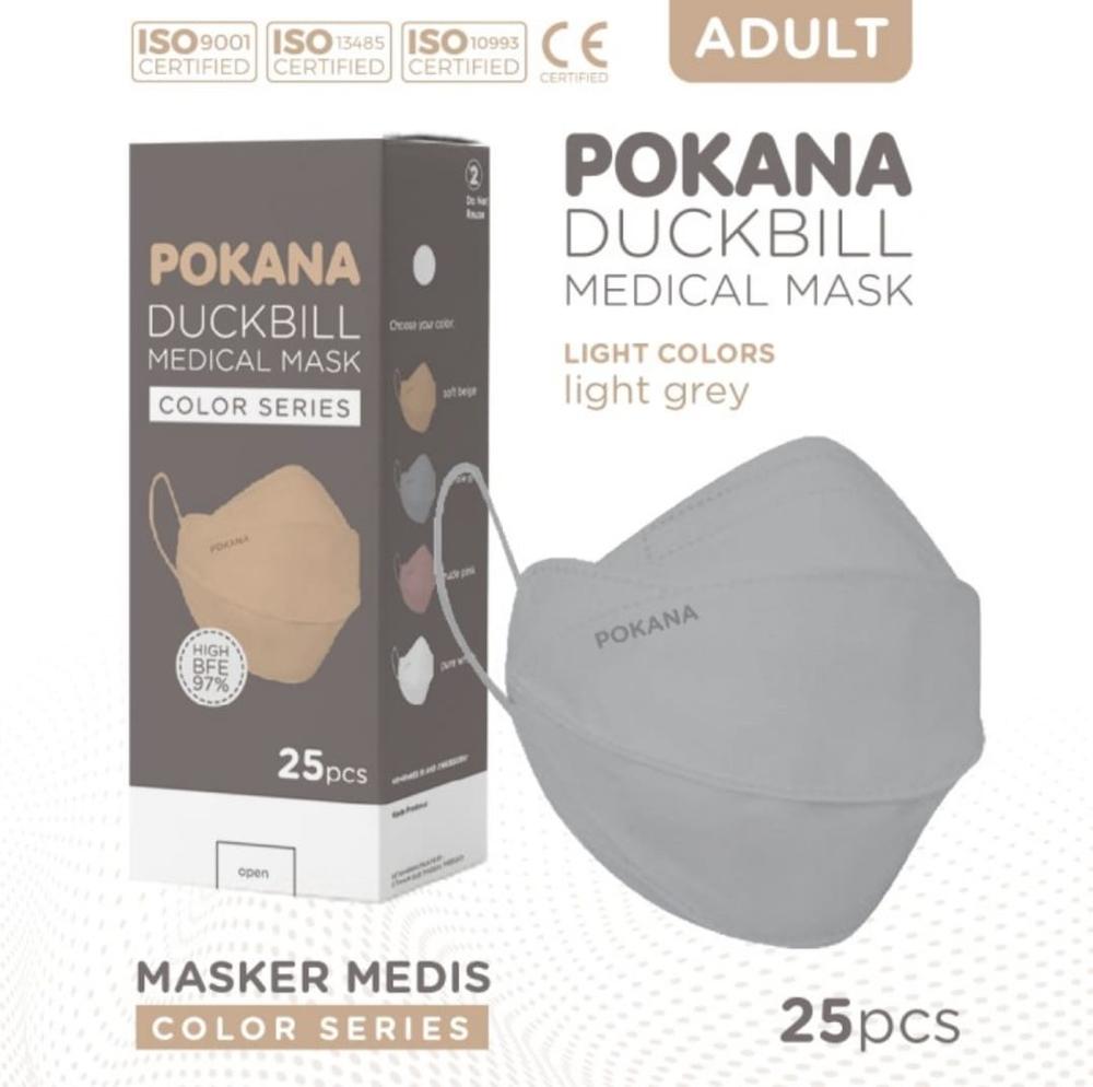 Masker Medis Pokana Duckbill Color Series 4Ply 3D Mask - LIGHT GREY