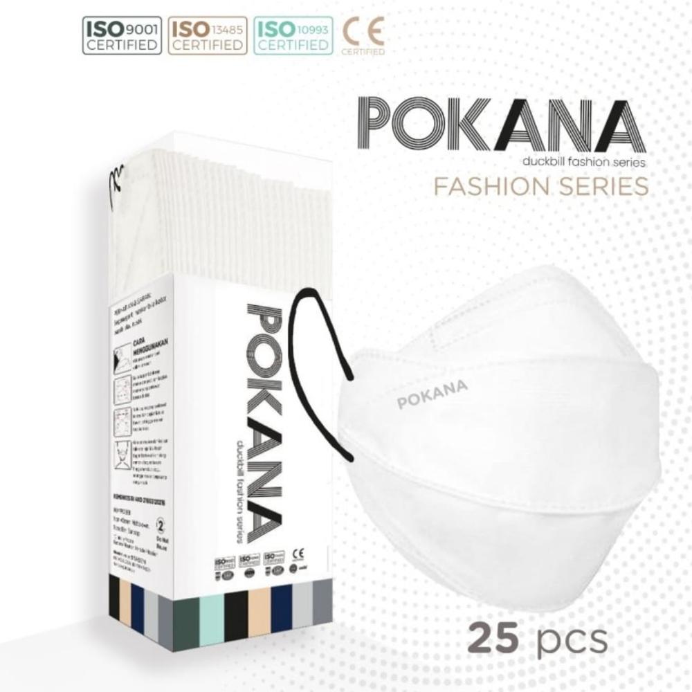 Masker Medis Pokana Fashion Series 4 Ply 3D Mask - WHITE BLACK