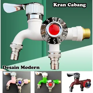 Keran Cabang Shower ABS Kran Air Double Plastik Kamar Mandi Toilet WC