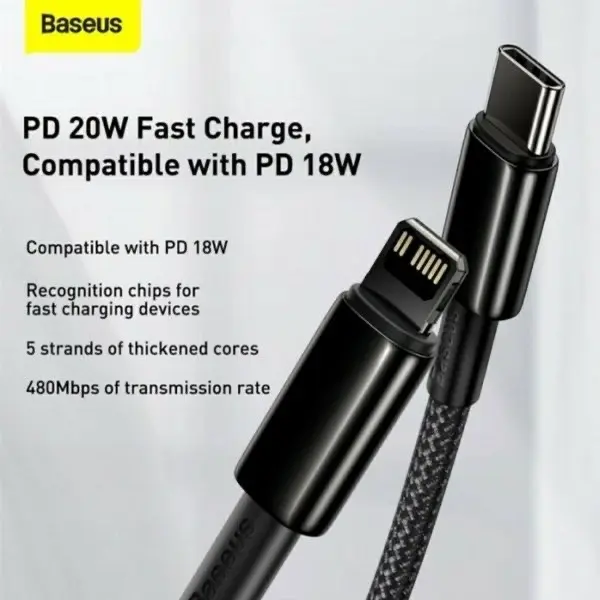 Kabel Data iPhone 12 Pro Max Baseus 20W 2Meter Fast Charge Original