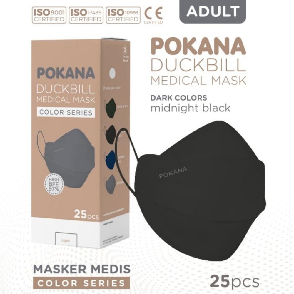 Masker Medis Pokana Duckbill Color Series 4Ply 3D Mask-MIDNIGHT BLACK