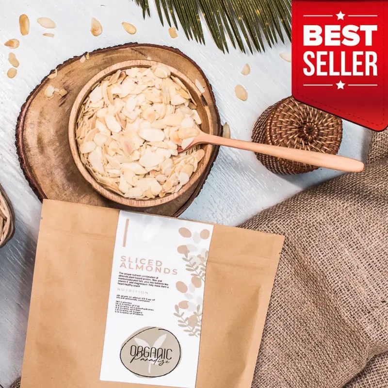 Organic Paradise Roasted Slice Almond 1 Kg / Kacang Almond Slice Panggang 1 Kg USA NON GMO 0