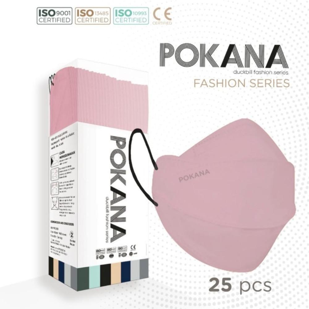 Masker Medis Pokana Fashion Series 4 Ply 3D Mask - PINK BLACK
