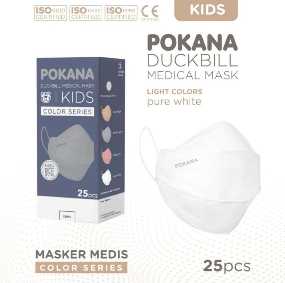 Masker Medis Pokana Duckbill KIDS 4Ply 3D Mask - PURE WHITE