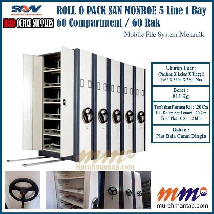 Gambar Roll O Pack San Monroe 5 Line 1 Bay, Mobile File 60 Compartment / Rak dari IBAD OFFICE SUPPLIES Kota Surabaya Tokopedia