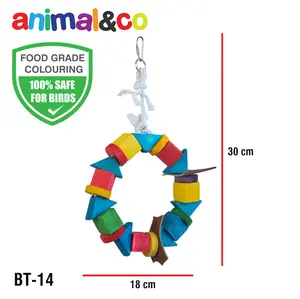 AnimalnCo BT-14 Bird Toy Mainan gigitan Burung Terbuat dari Bahan Alami Aman untuk Burung Mengandung Pewarna Makanan Grade Makanan 100% Aman untuk Burung Parrot parkit Conure