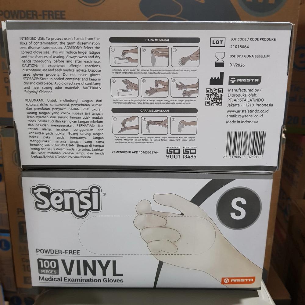 Sensi Vinyl Medical Examination Gloves PF-100 - S|M|L - CLEAR, S100