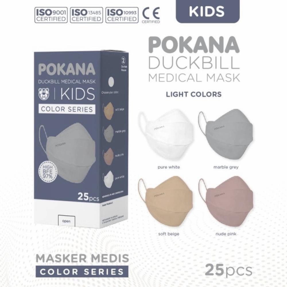 Masker Pokana Duckbill Kids 4 Ply Medis [1 Box = 25 Pcs] - Midnight Black