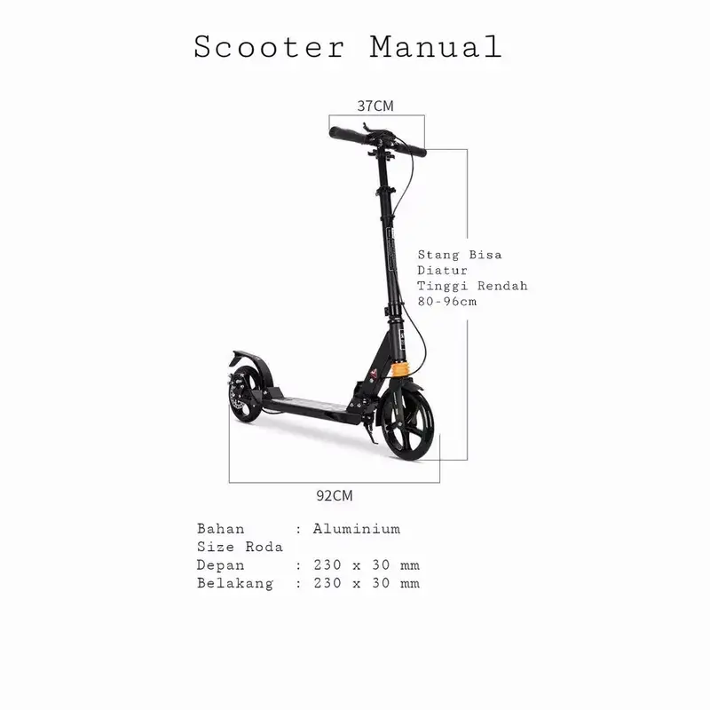 Skuter Dewasa Manual Urban Scooter Disc Brake Rem Cakram 1