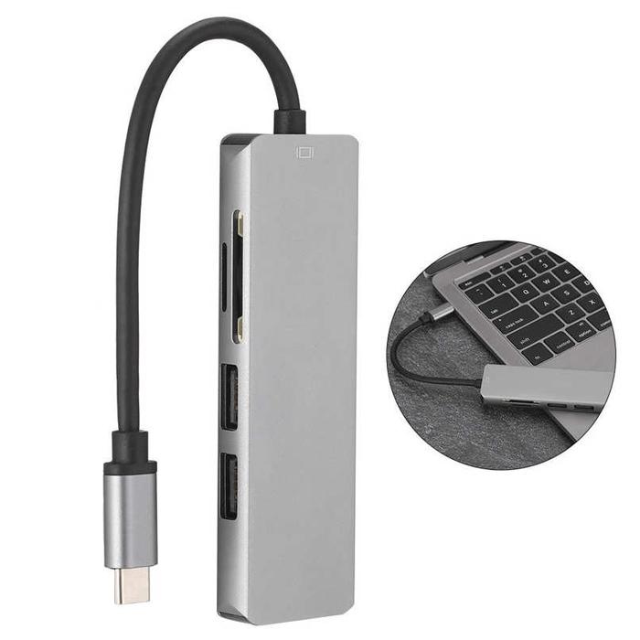 Gambar USB C To HDTV 5 in 1 Multifunction Adapter Converter 5 Ports - 649789 dari Mediatech Travel Gadget Kota Administrasi Jakarta Utara Tokopedia