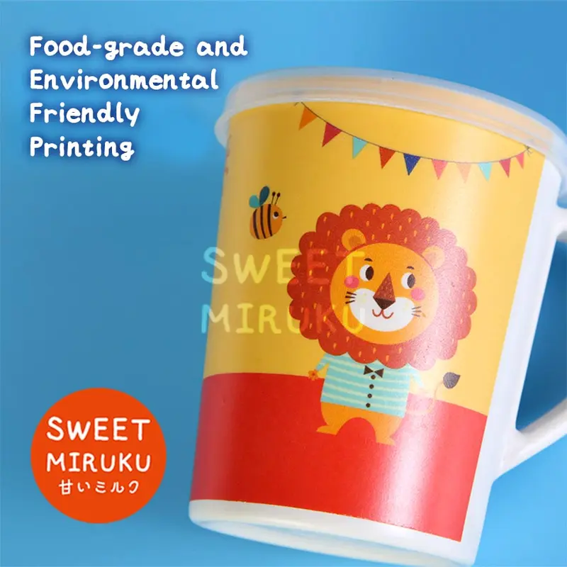 GELAS ANAK DENGAN TUTUP 250 ml BAMBOO FIBER KIDS BABY MILK CUP LUCU 2