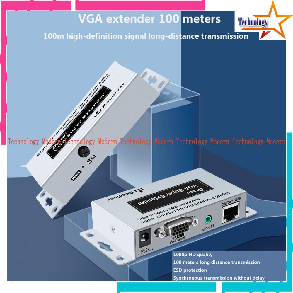 VGA Extender Magnetic 1080P Via UTP LAN Support Audio & KNOB - Up 100M
