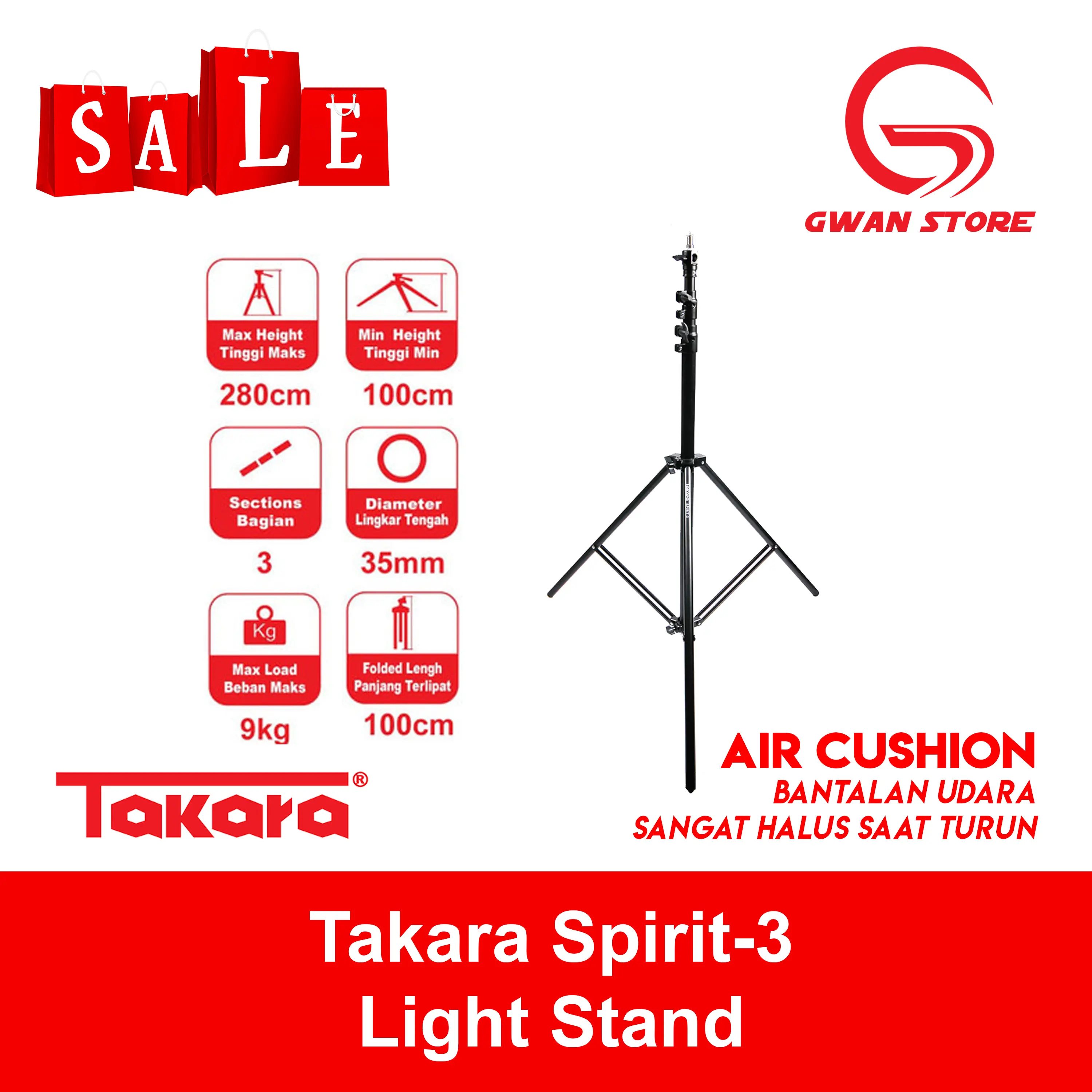 Light Stand Takara Spirit-3 Lightstand Studio Flash Umbrella