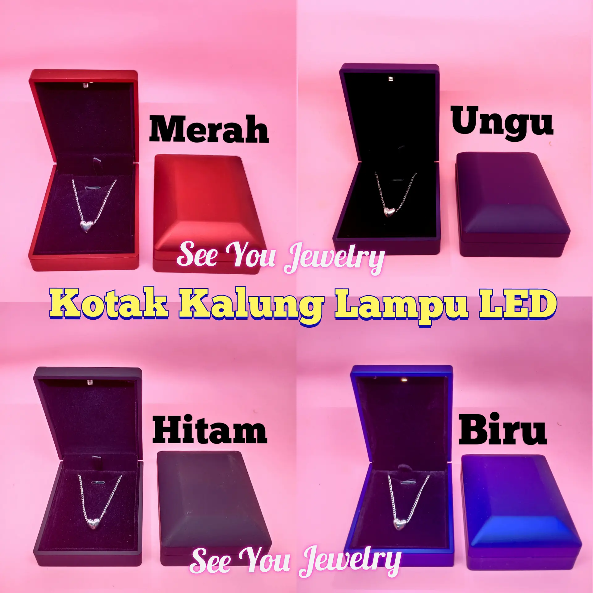 Kotak Kalung / Box Kalung / Tempat Perhiasan Kalung Lampu LED Mewah
