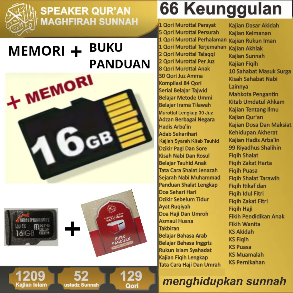 MEMORI SPEAKER QURAN SUNNAH 16 GB CLASS 10