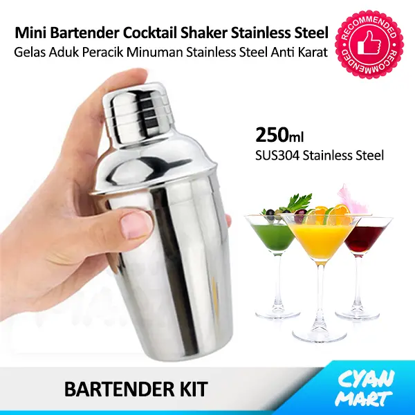 Gelas Kocok Minuman Mini Shaker Cocktail Bartender Kit Stainless Steel 0